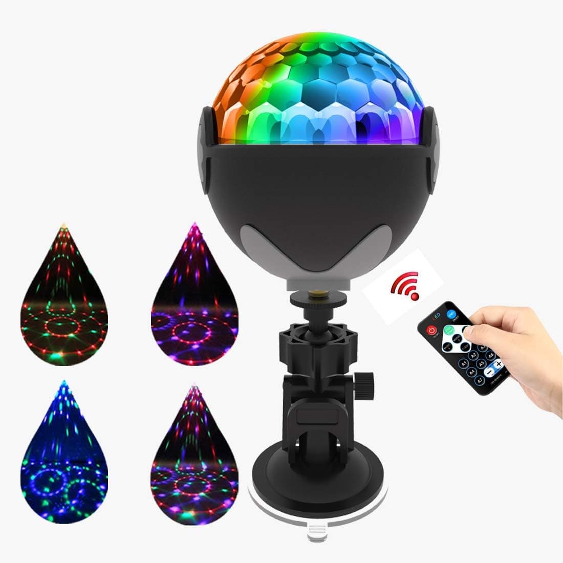 Disco Ball Party Lights, Disco Ball Lights Sound Activated Strobe Lighting with Remote Control, Fexinshion 7Colors RGB LED Stage Party Lights for Car Home Room Christmas Lights