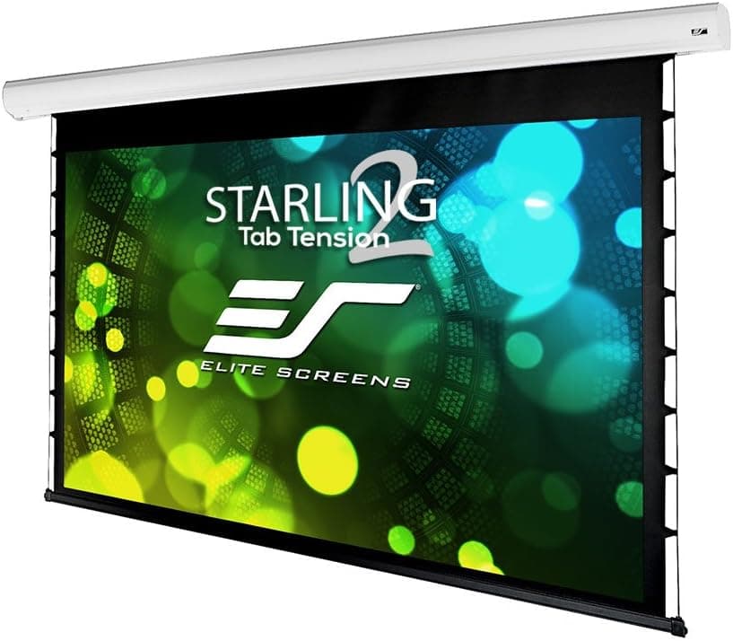 Elite Screens Starling Tab-Tension 2, 120" 16:9, 12" Drop, Tensioned Electric Motorized Projector Screen, STT120XWH2-E12