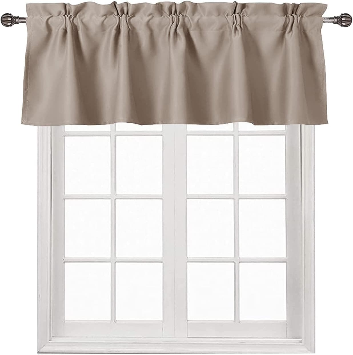 DWCN Blackout Valance Rod Pocket Window Valance Curtains 60 x 18 inch Long,1 Panel, Taupe