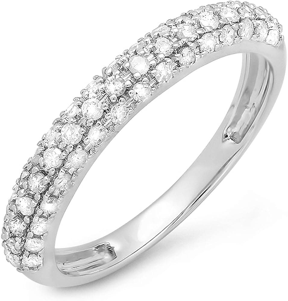 0.45 Carat (ctw) 14k White Gold Round White Diamond Ladies Anniversary Wedding Band Stackable Ring 1/2 CT (Size 7)