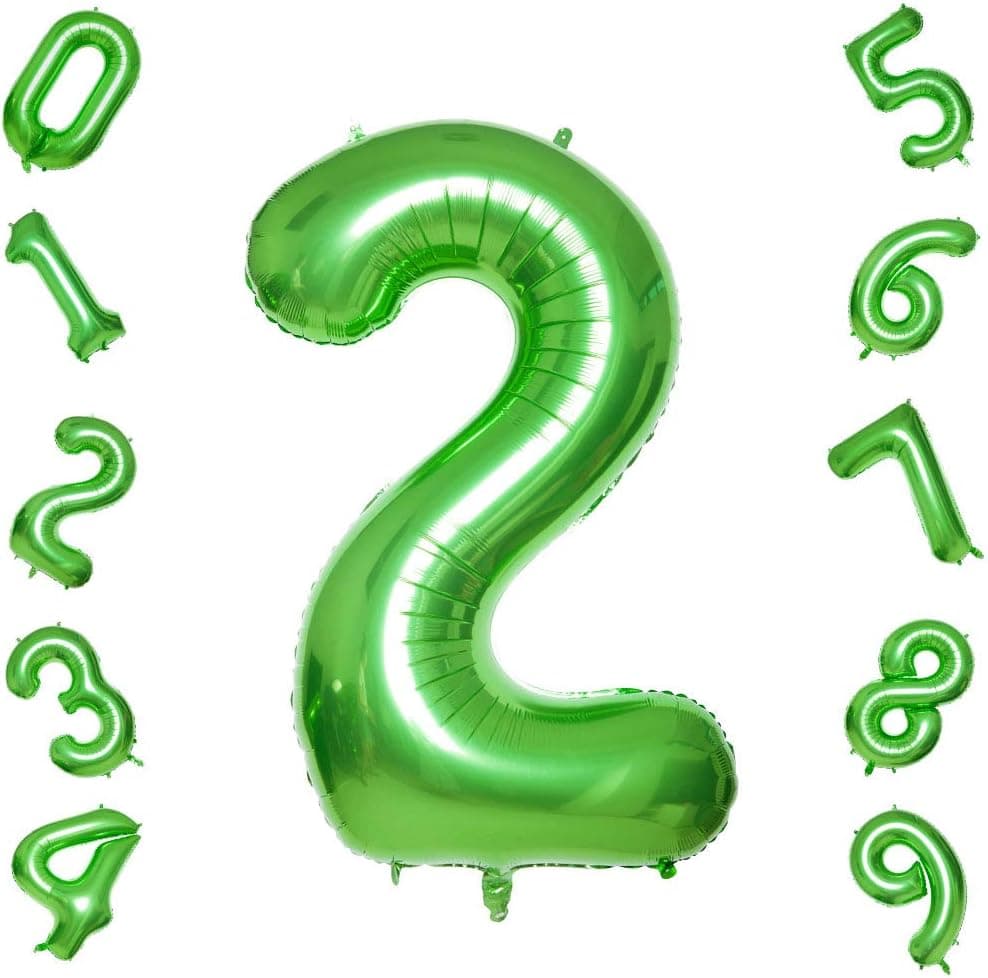 Green 2 Balloons,40 Inch Birthday Foil Balloon Party Decorations Supplies Helium Mylar Digital Balloons (Green Number 2)