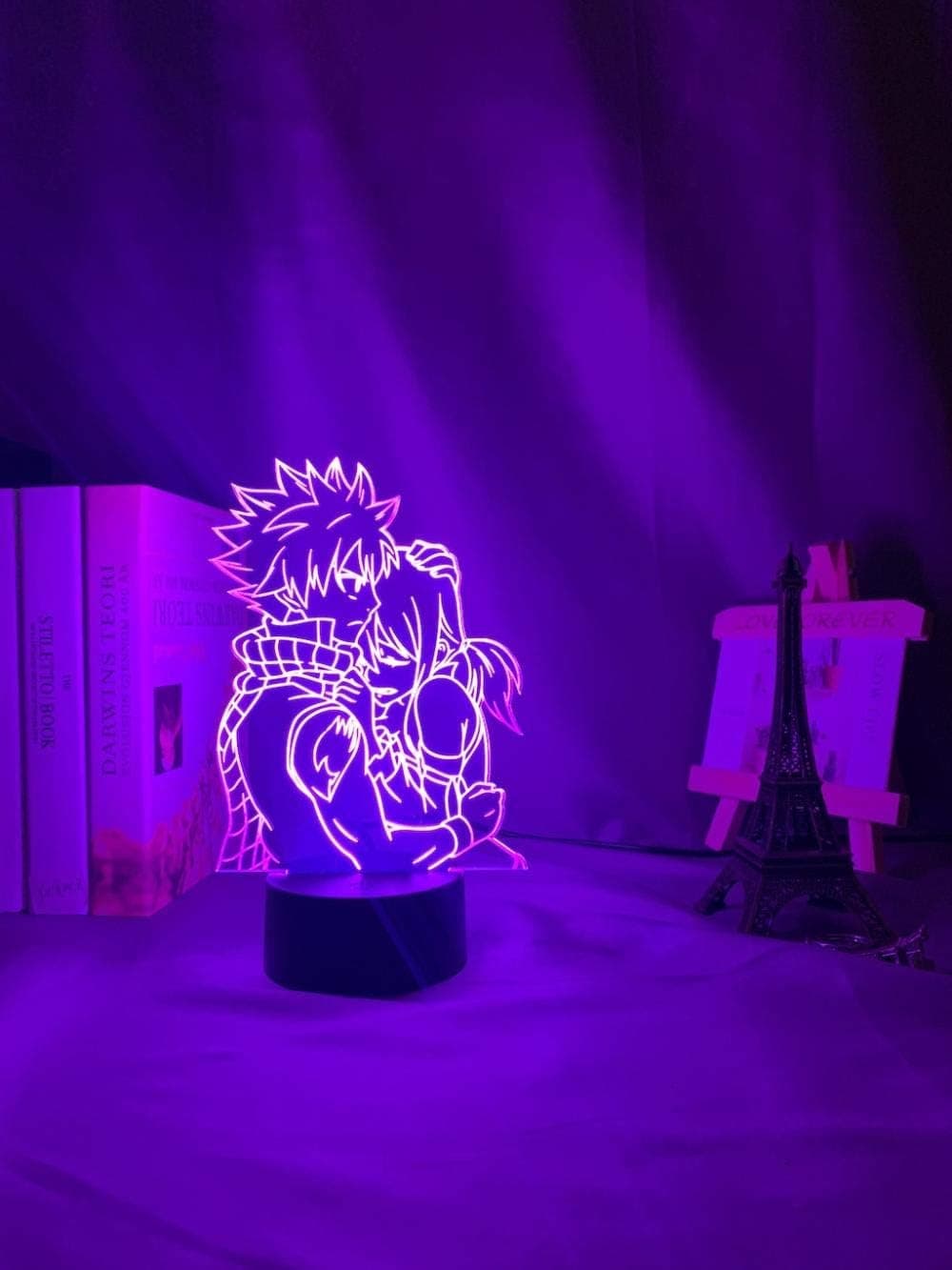 LKJDH 3D Night Light for Kids Boys Girls 3D Lamp Anime Fairy Tail Natsu Dragneel and Erza Scarlet HugXmas Gift Table Led Lamp Bedroom 7 Color Touch,LKJDH-10663876