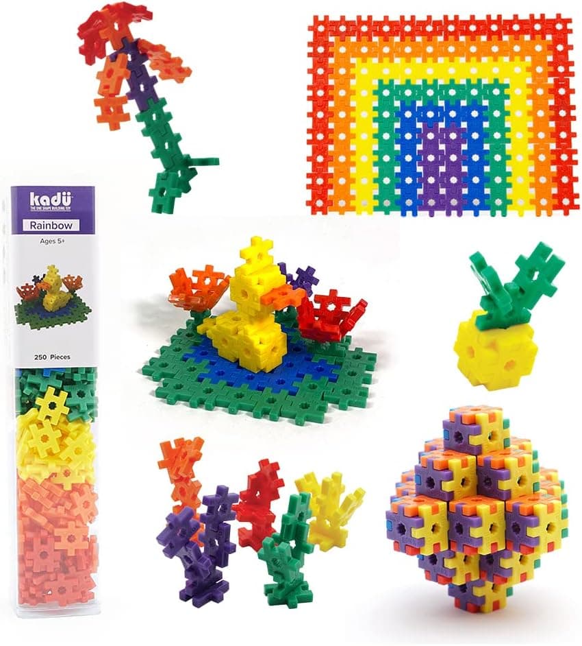 KADU Rainbow 250 Piece Set - STEM / STEAM Building + Construction Toy, for Open + Imaginative Play