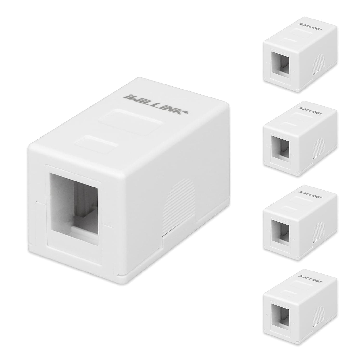 iwillink 1-Port Keystone Jack Surface Mount Box, White 5-Pack