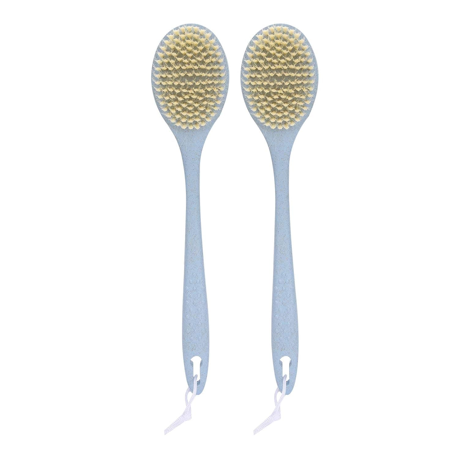 2pcs Back Scrubber Body Brush with Long Handle Soft Hair Bath Brush Body Massage Cleaning Exfoliating Shower Brush(Nordic blue)