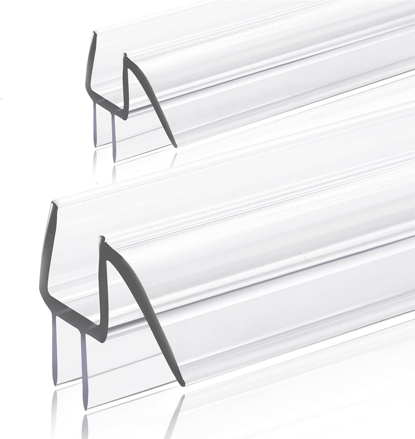 GEZMR 2-Pack Ultra Clear Shower Door Bottom Seal (3/8'' X 39'', Polycarbonate) Frameless Glass Shower Door Seal Strip Shower Door Sweep - Stop Shower Leaks and Create a Water Barrier