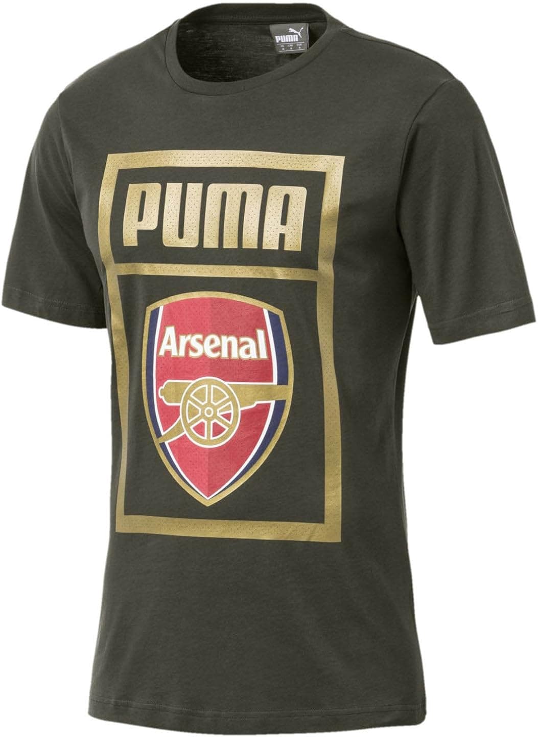 PUMA Mens Arsenal Fan Cotton Tee Small, Forest Night