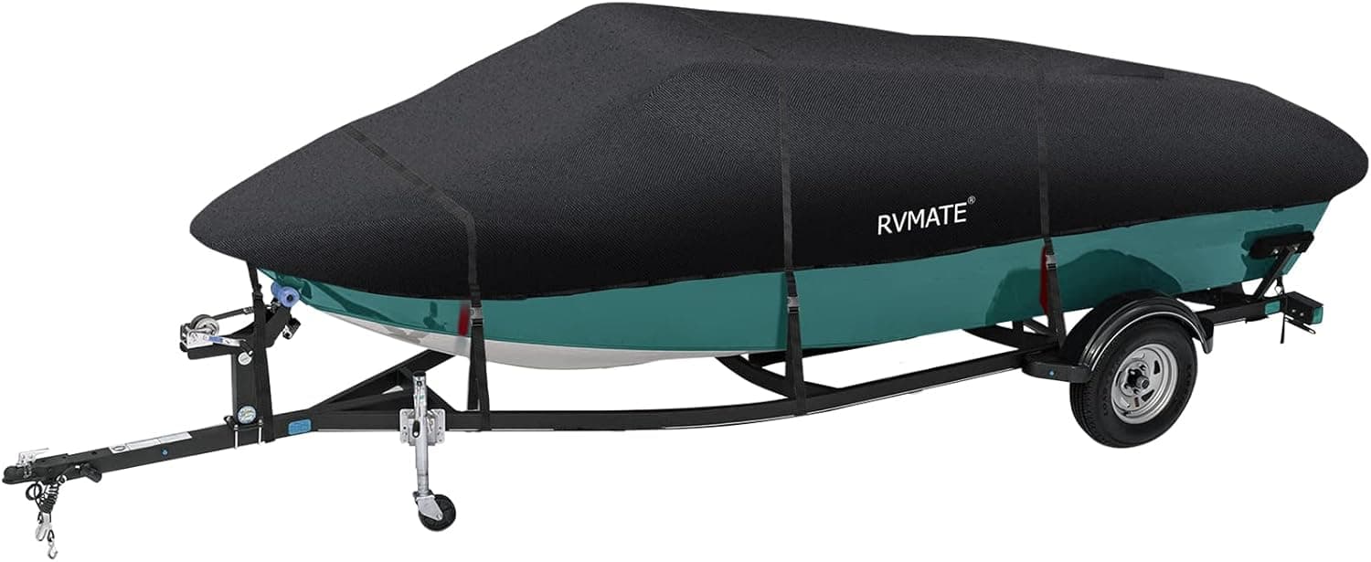 RVMATE Boat Cover 20230106 (Black, 12-14FT*68IN, 600D)