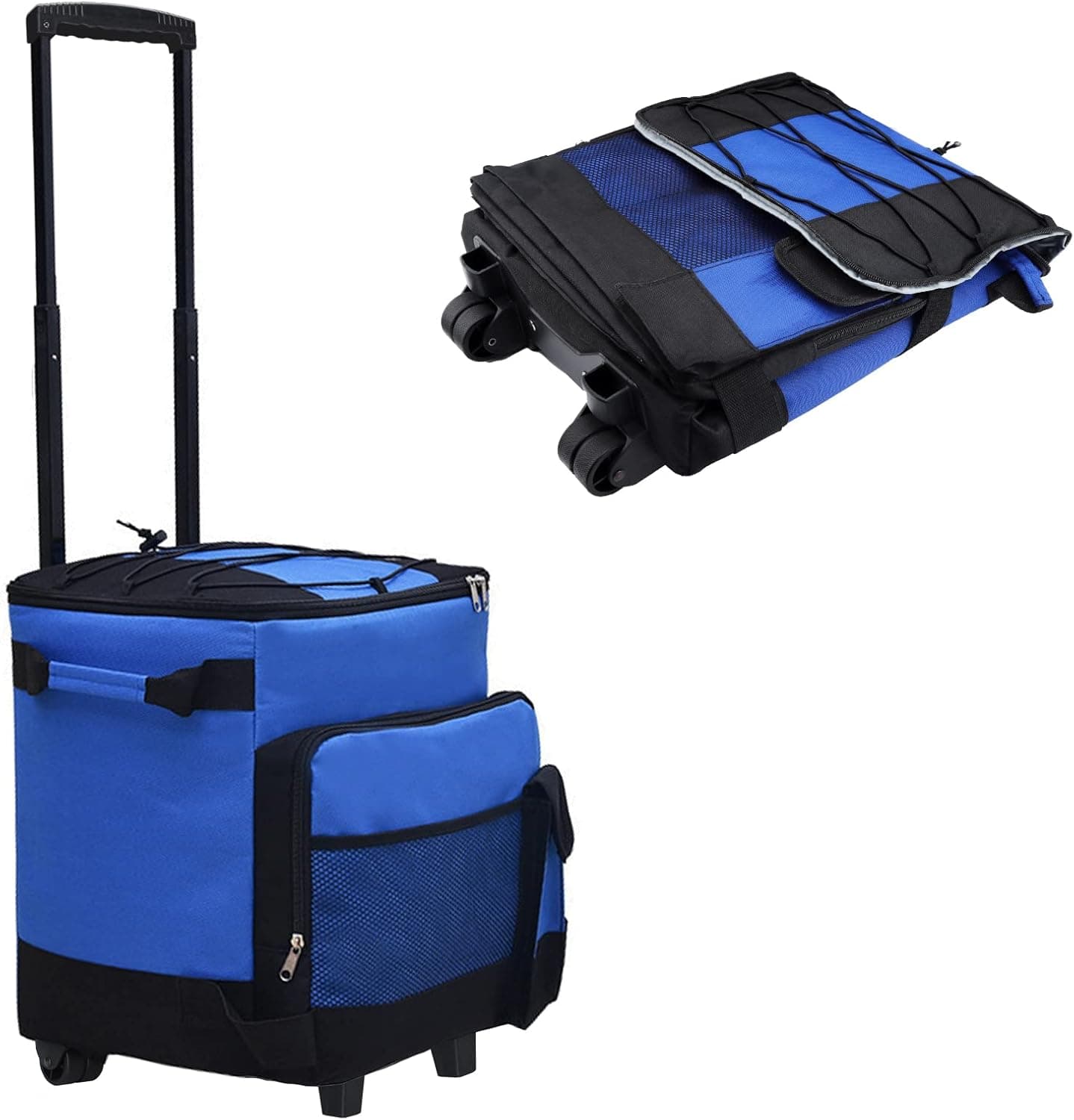 Soft Rolling Cooler with Wheels, Handle and Removable Liner - Leakproof Collapsible Rolling Cooler Bag for Camping, Beach Trip, Outdoor Activities