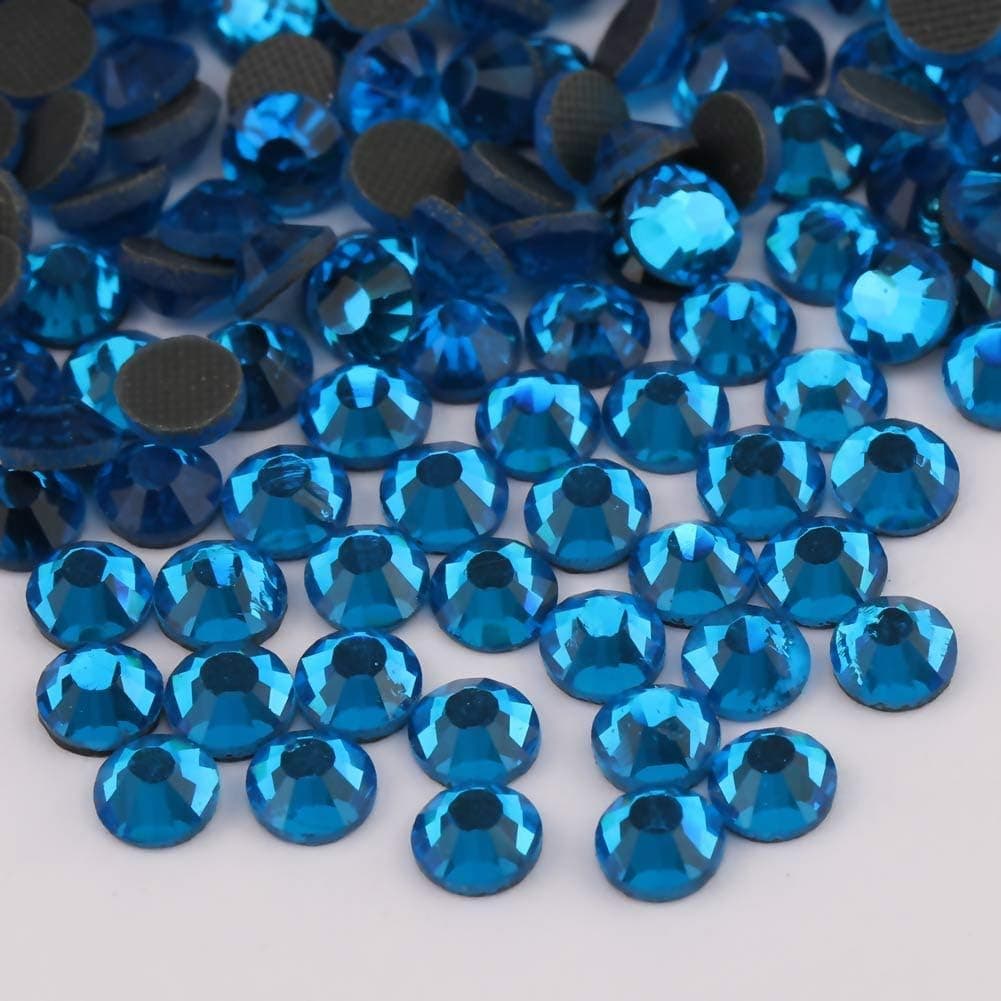 BEADSLAND Crystal Hotfix Rhinestone,Machine Cut Stone 1440pcs/pkg (Capri Blue,SS10/3mm)