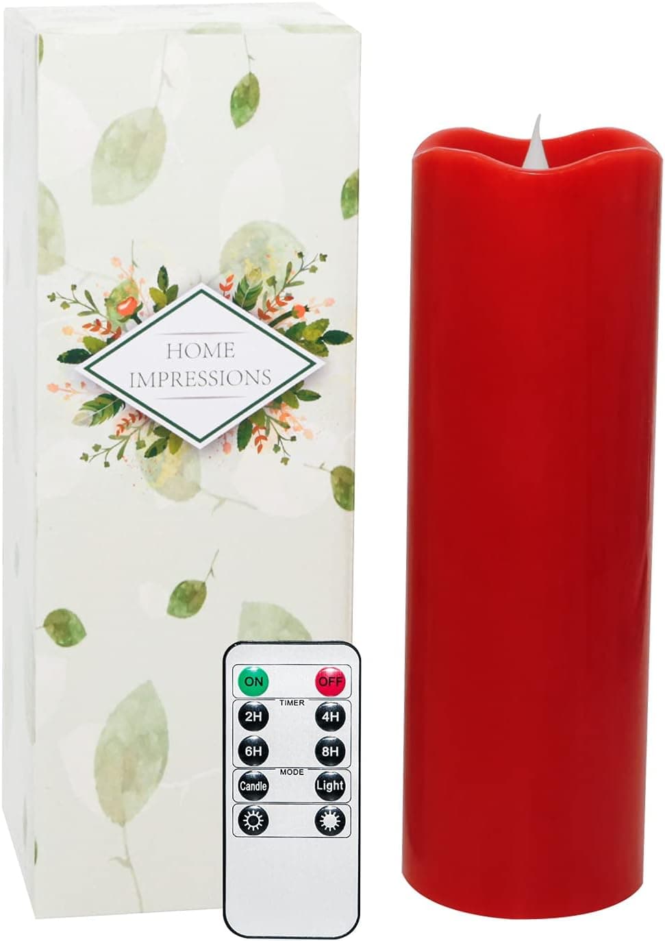 Remote Control 3D Moving Flame Led Candle with Timer, Battery Operated Candle for Home and Christmas Decoration, 3x9 Inch, Red