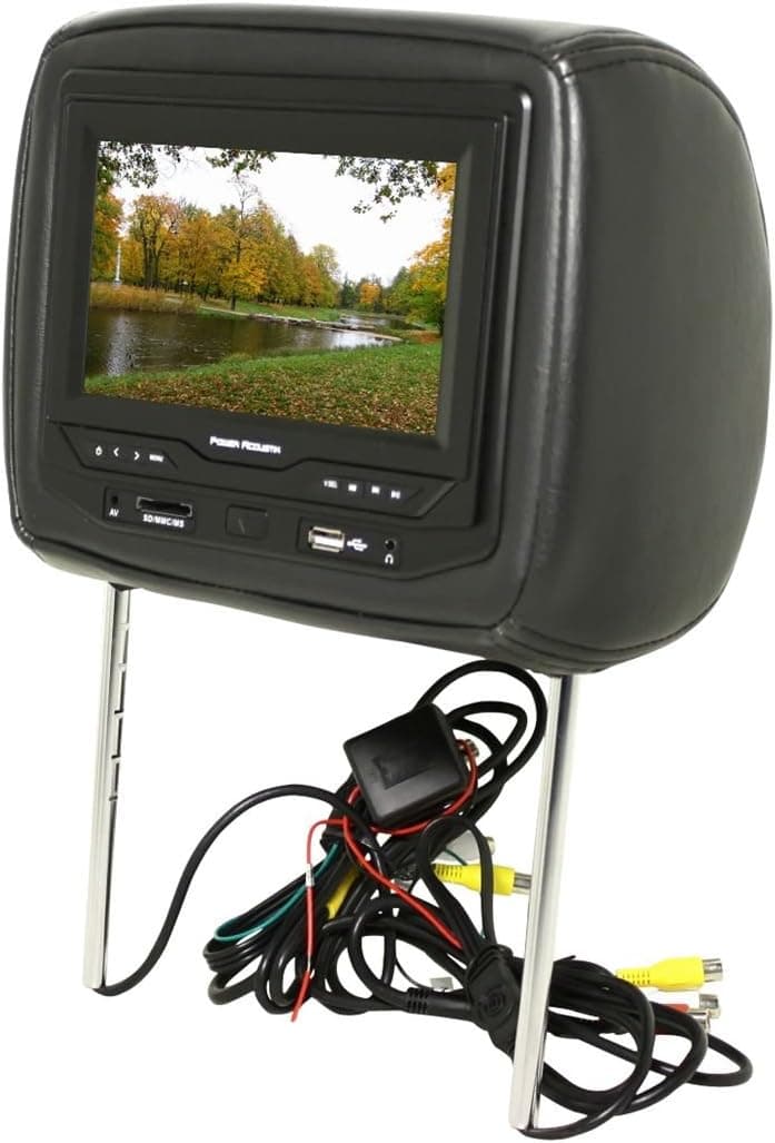 Power Acoustik HDVD-73BK Single 7-Inch Replacement Headrest with DVD and Video Monitor (Black)