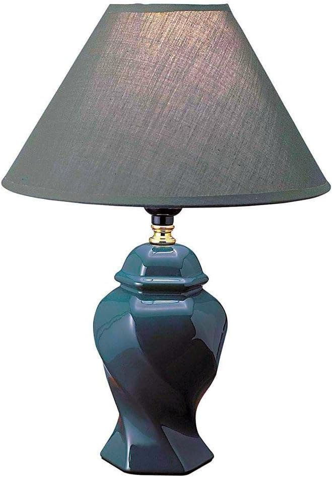 Hongville HV-TLAMP-606GN Bedroom Living Room Decor Ceramic Elegant Design Table Lamp, Green