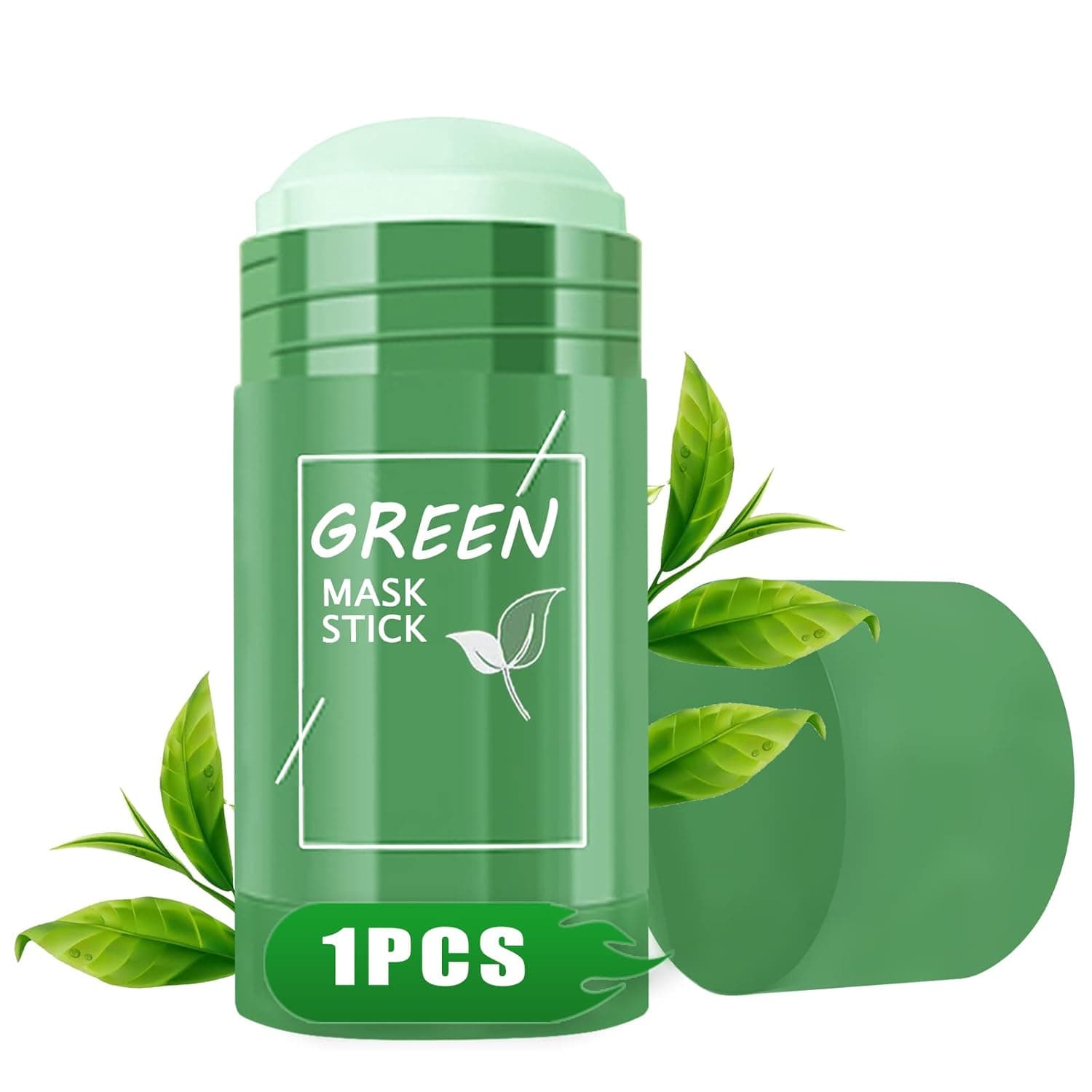Green Tea Mask Stick with Blackhead Remover, Clay Face Mask, Green Tea Extract, Oil Control Acne Remover, Pore Cleansing, Purifying, Detoxifying Skin for Men and Women (1PCS)