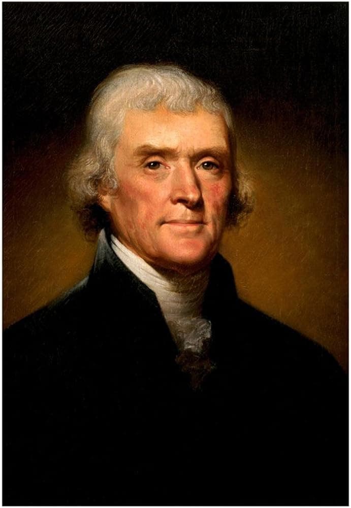 Thomas Jefferson Portrait Historic Art Print Poster 13 x 19in with Poster Hanger