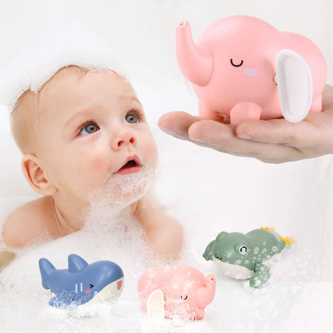 LZZAPJ Baby Bath Toys for Toddlers 1-3 Year Old, 3 Pcs Set Kids Bathtub Wind Up Toys