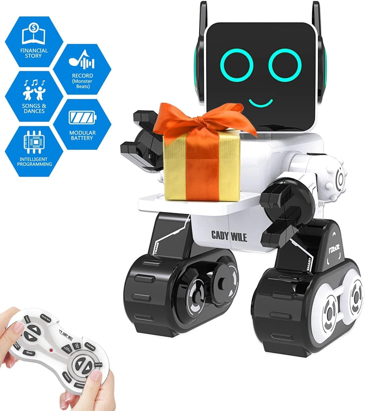 Robot Toy for Kids, Smart RC Robots for Kids with Touch and Sound Control Robotics Intelligent Programmable, Robot Toy with Walking Dancing Singing Talking Transfering Items for Boys Girls (White)