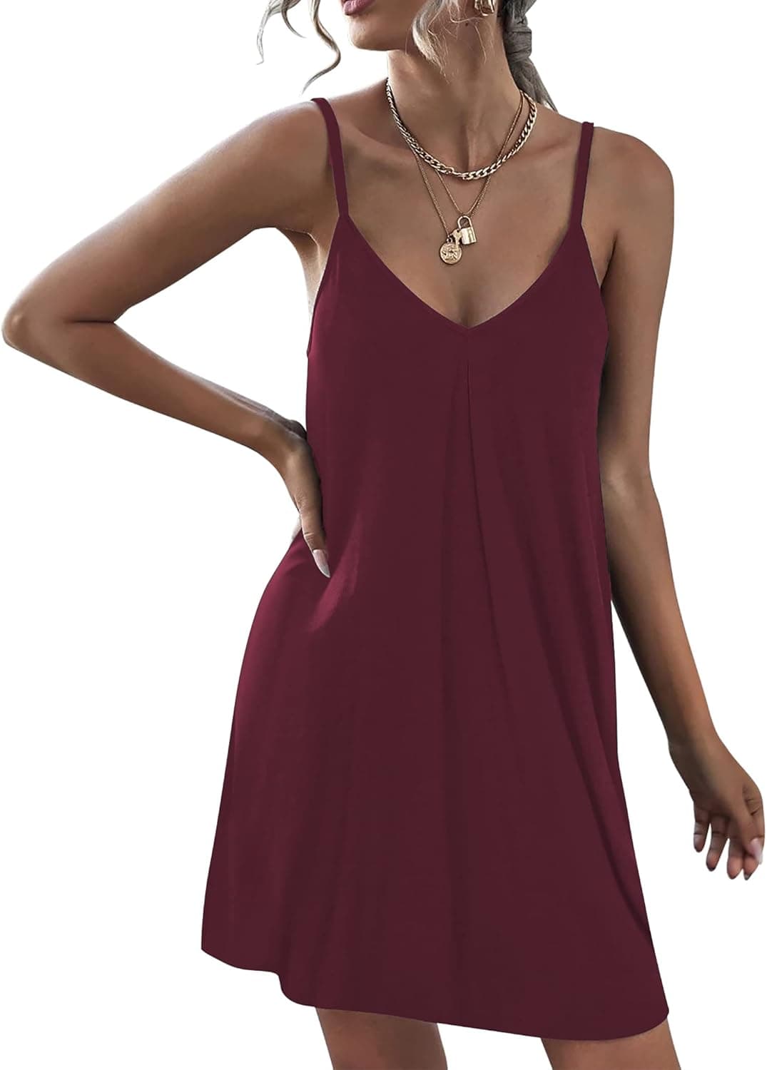 Ekouaer Women's Swimwear Cover Ups Casual Adjustable Spaghetti Strap Bathing Suit Beach Dress