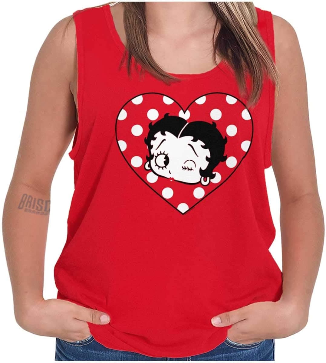 Betty Boop Wink and a Kiss Polka Dots Tank Top Tee Shirt Women