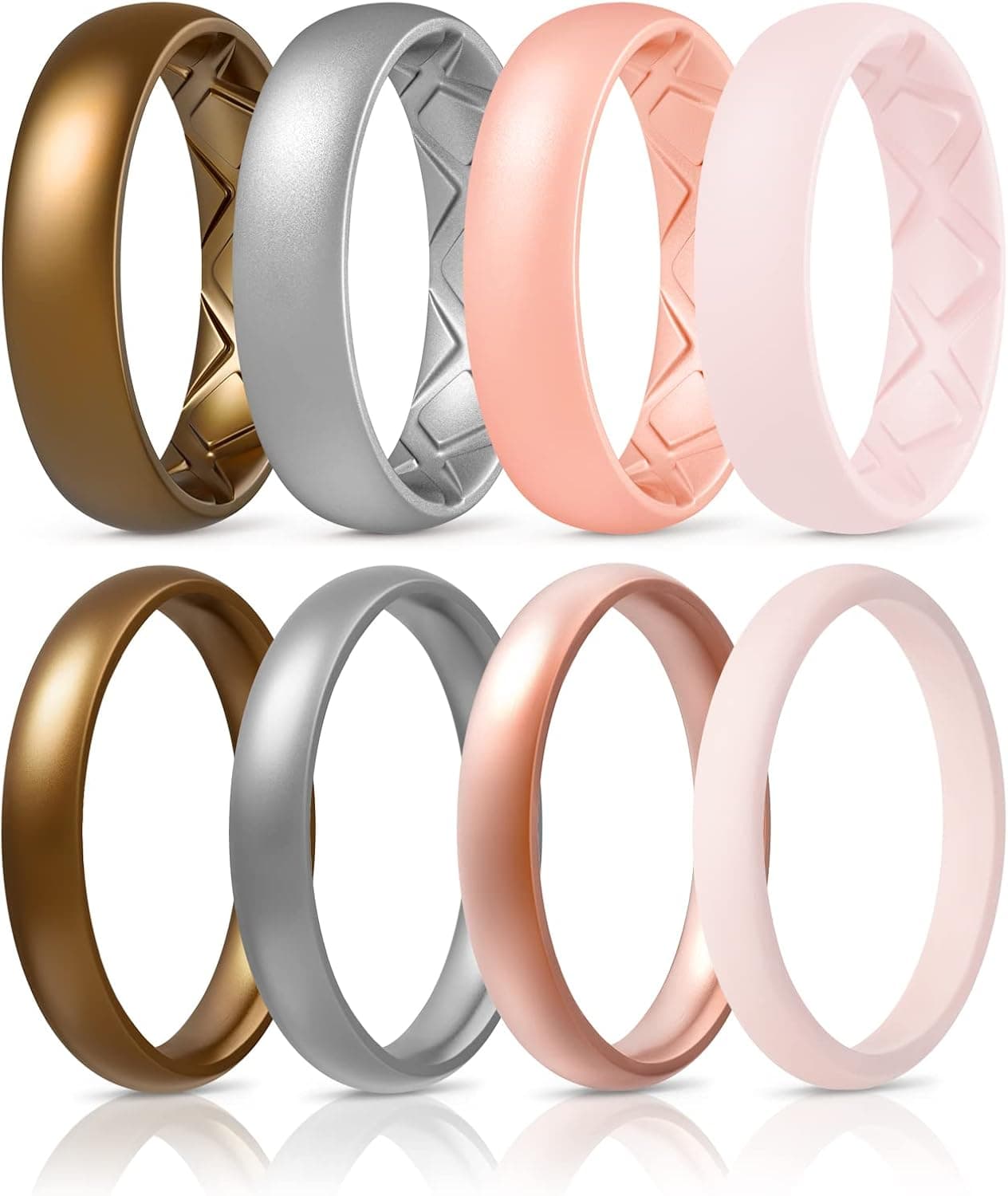 Egnaro Thin and Stackable Silicone Wedding Bands Women - 2.5mm Width - 1.8mm Thick