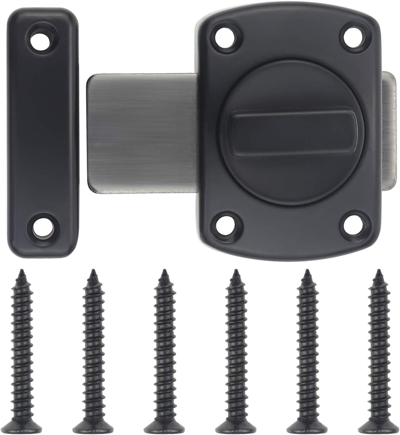 Favordrory Rotate Bolt Latch Gate Latches Safety Door Slide Lock (Black)