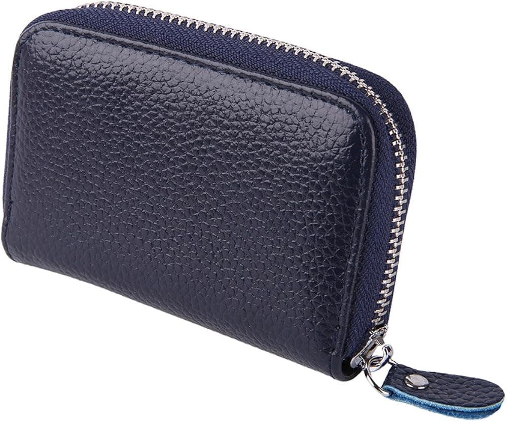 Emmabin Rfid Blocking Leather Credit Card Wallet Holder for Women, Mini Wallet - Blue