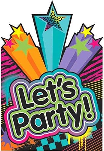 amscan Awesome 80's Party Postcard Invitation with Seals Kit, Paper, 6 X 4, Pack of 8 Party Supplies