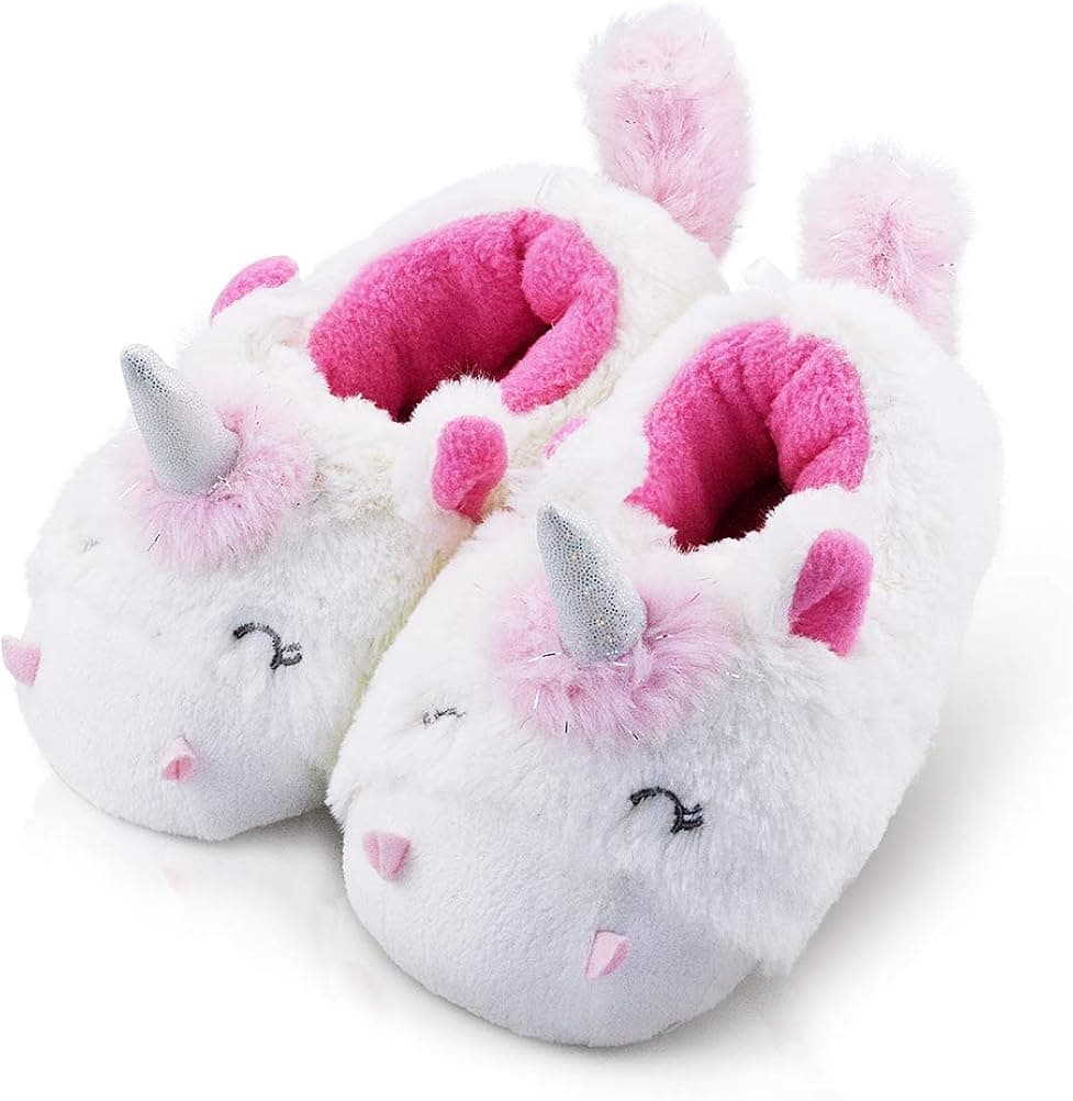 LA PLAGE Girls Unicorn Slippers for Toddler Kid Comfortable Wave-like Cozy Soft House Slippers for Toddler Girl