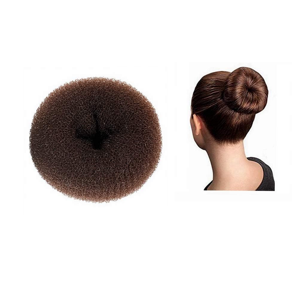 ClothoBeauty 1 piece HUGE Extra Large Size Hair Bun Donut Maker, Ring Style Bun, Women Chignon Donut Buns Doughnut Shaper Hair Bun maker 6.3 inches (For Thick and Long Hair) (XX-Brown)