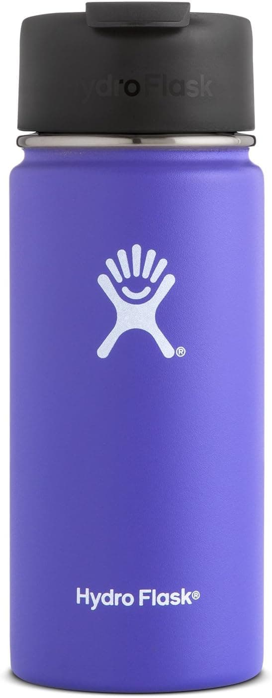 Hydro Flask 16 oz Travel Coffee Flask | Stainless Steel & Vacuum Insulated | Wide Mouth with Hydro Flip Cap | Plum
