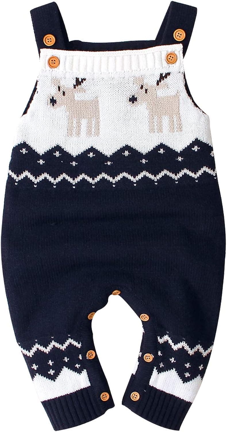 mimixiong Baby Christmas Sweater Toddler Reindeer Outfit Sleeveless Red Clothes
