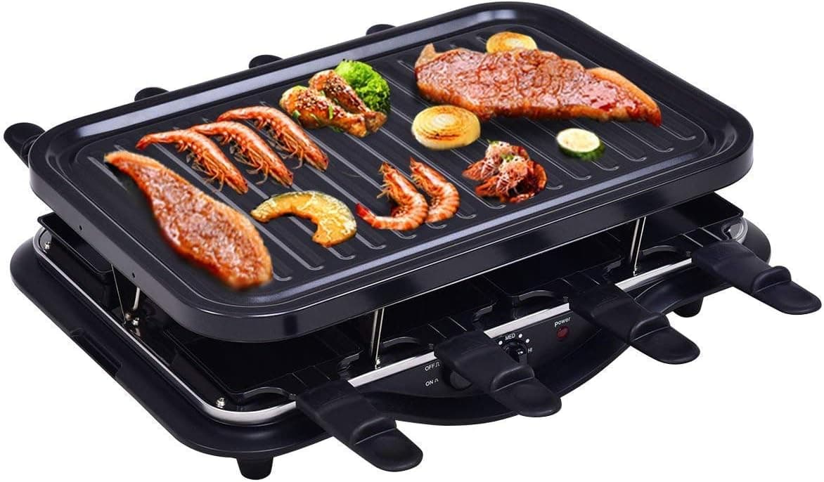 Costzon Raclette Grill, 1200W for 8 People Non Stick Cooktop