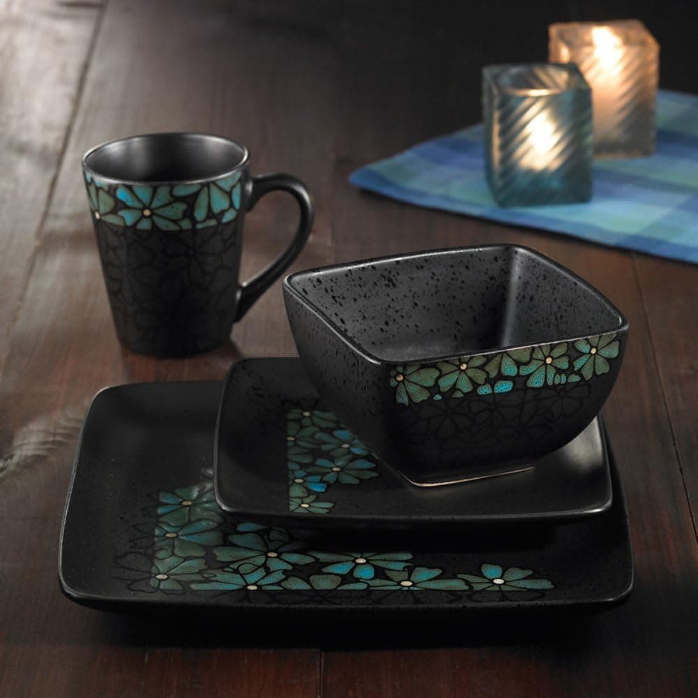 Jasmine 16 Piece Dinnerware Set Color: Blue