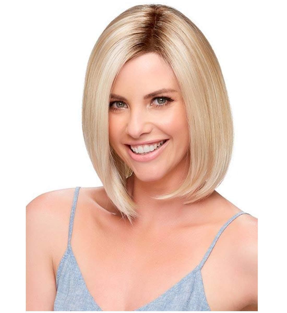 ELIM Short Blonde Hair Wigs for Women Shoulder Length Women's Ombre Wig Silky Straight Heat Resistant Yaki Synthetic Hair Z101