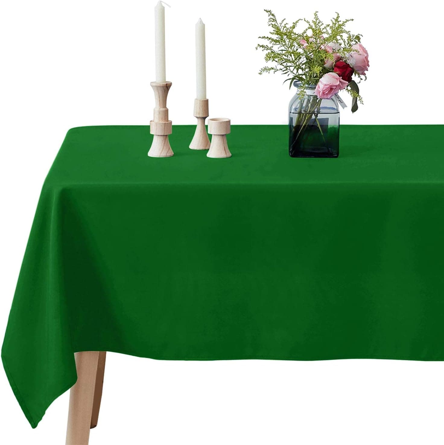 VEEYOO Rectangle Tablecloth 60x84 inch - Green Table Cloth for Rectangle Table, Stain and Water Resistant Washable Tablecloth, Wrinkle Free Table Cover for Dining, Parties, Buffet
