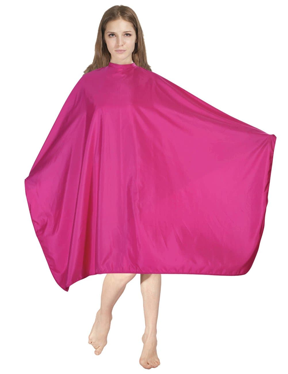 XMW Multipurpose Solid Styling Hair Salon Polyester Cape with Adjustable Neck Closure, Pink