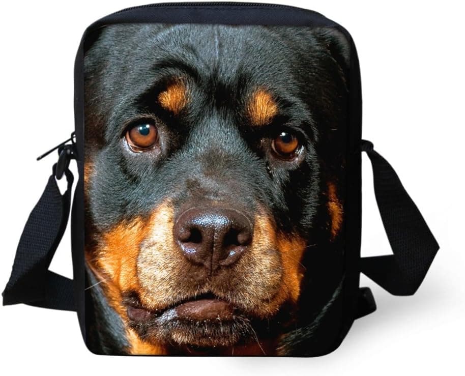 Showudesigns Cool Animal Rottweiler Dog Crossbody Bag Shoulder Handbags with Back Zipper Pocket