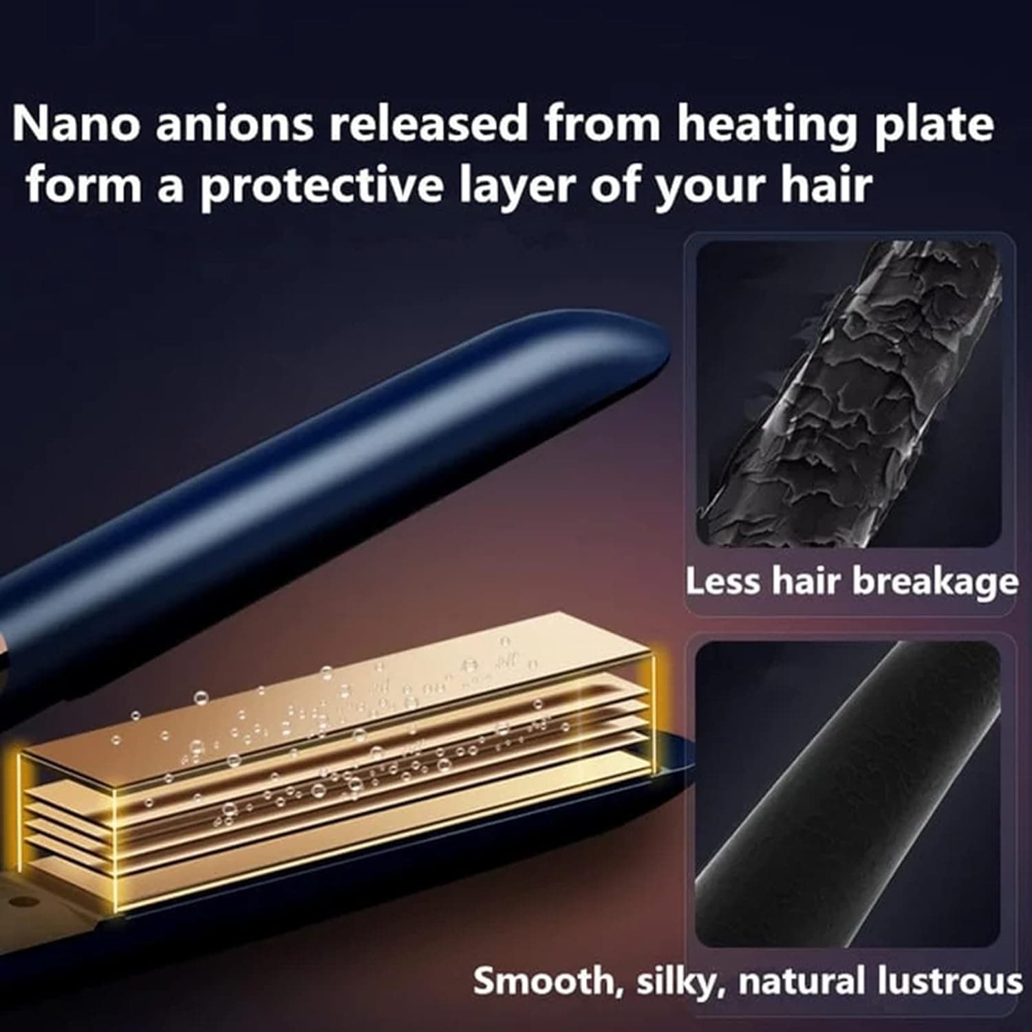 New Negative Ionic Flat Iron Hair Straightener, Hair Straightener and Curler 2 in 1,Curling Wand & Titanium Flat Iron Hair Straightener Irons, Hair Curler to Lock in Style (Black)