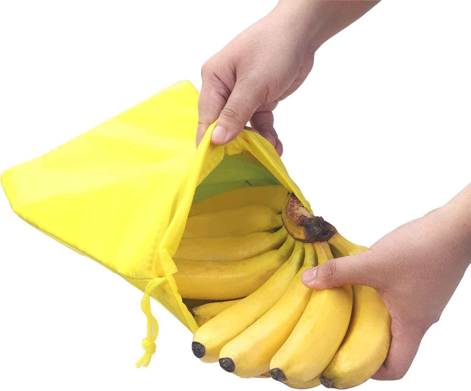 WUKOO Reusable Produce Banana Bag Lettuce Bag and Celery for Fruit and Vegetable Storage, Kitchen Produce Bag to Keep Produce Fresh(Yellow-1)