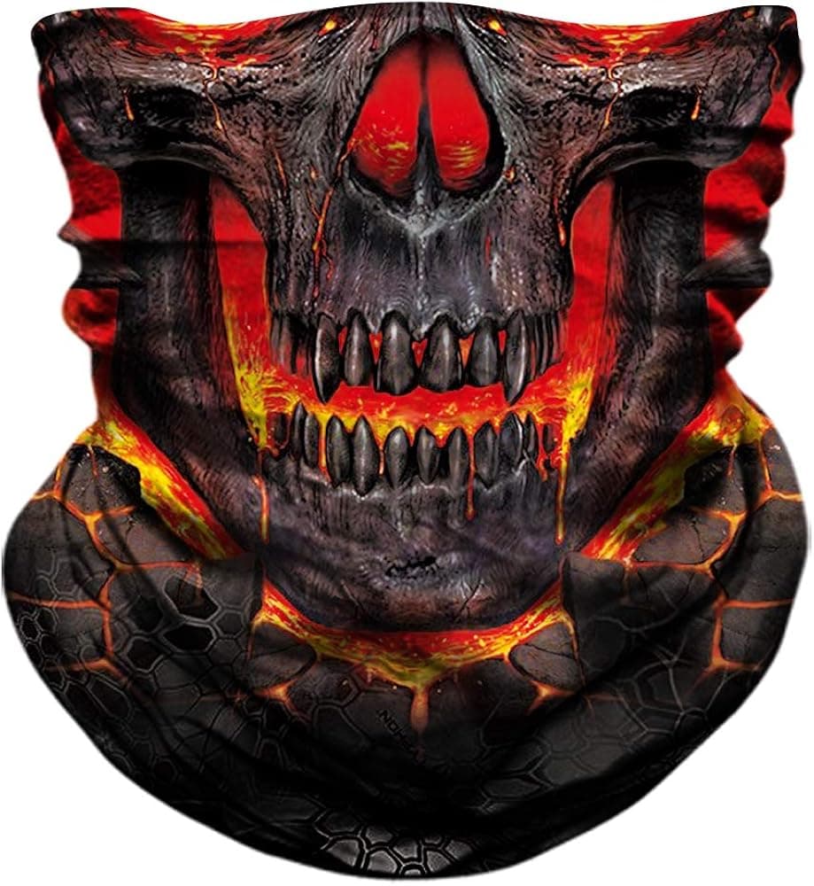 Skull Face Mask Half for Dust Wind Sun Protection Seamless 3D Tube Mask Bandana for Men Women Durable Thin Breathable Skeleton Mask Motorcycle Riding Biker Fishing Cycling Sports Festival (PL180281)