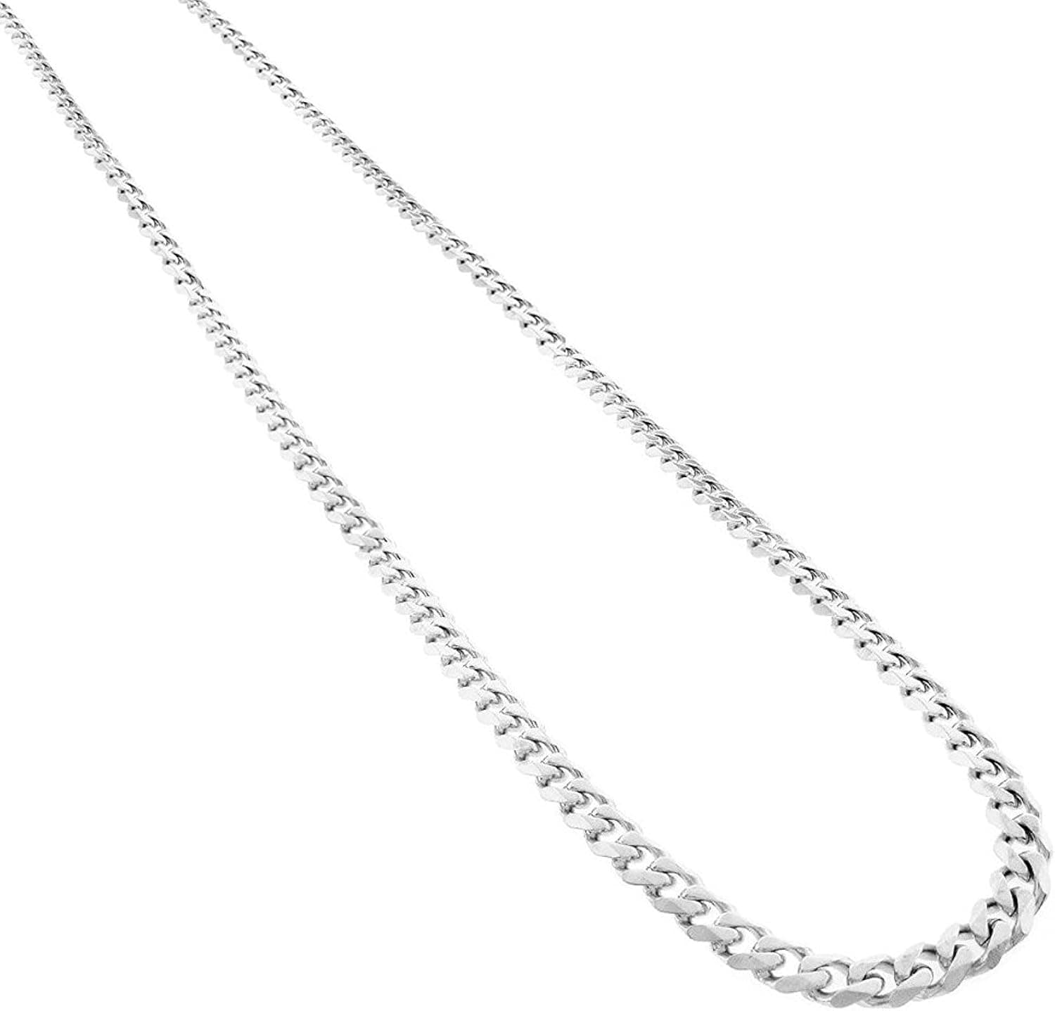 Jawa Fashion Solid 14K White Gold Finish Sterling Silver 6mm Cuban Link Chain 16 to 38