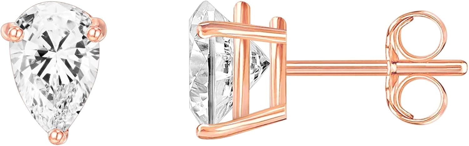 PAVOI 14K Gold Plated Sterling Silver Cubic Zirconia Stud Earrings for Women