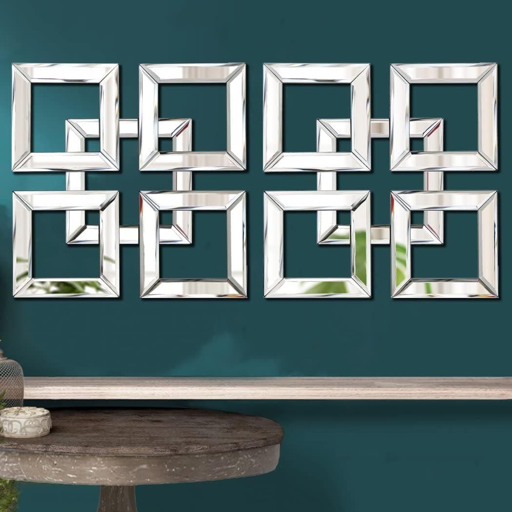 QMDECOR 2 Pack Silver Mirrored Wall Decor 12.2x12.2” Decorative Mirror Modern Fashion DIY Wall-Mounted Mirrors Square Gorgeous Glam Accent Decor Mirror Vintage Decor Chic Mirror for Room Home Decor