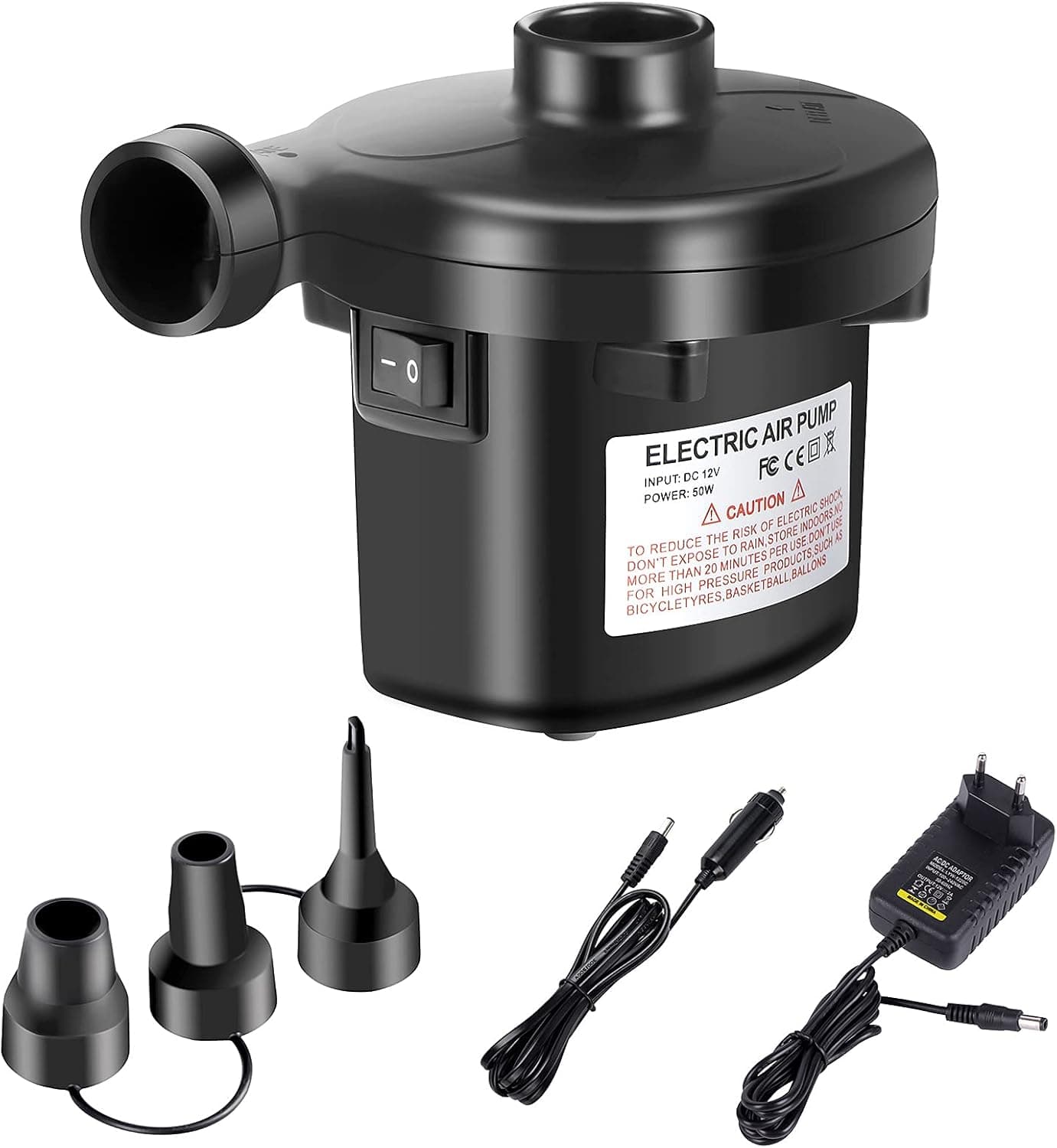 DIITOSI Electric Air Pump, Summer Swimming Essentials, Portable Pump, 12V DC, 50W, Can Quickly Fill The Inflatable Bed and Swimming Circle