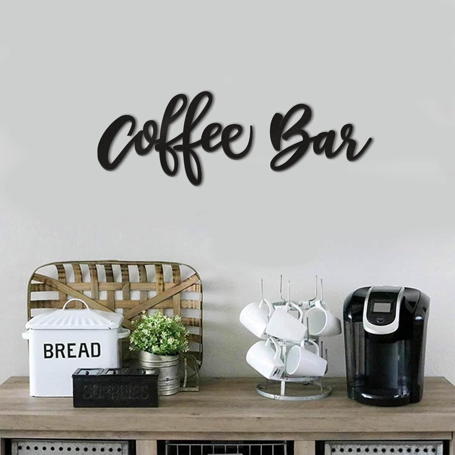Huray Rayho Wooden Coffee Bar Wall Sign Kitchen Coffee Decor Coffee Station Letter Sign Coffee Word Art Farmhouse Decoration for Home, Cafe, Tabletop, Breakfast Nook or Restaurants Coffee Lover Gifts