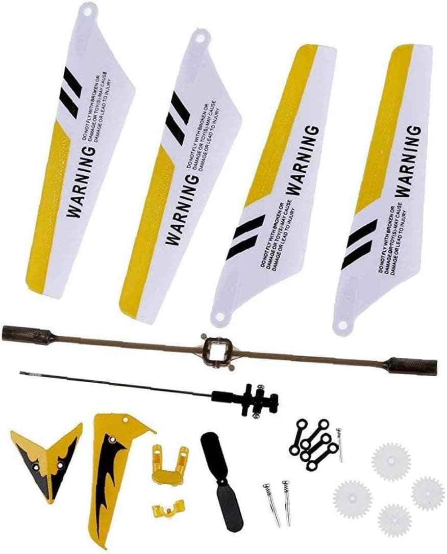 Zonster Full Replacement Parts Set for S107 / S107g Rc Helicopter, Main Blades,Connect Buckle, Bar, Inner Shaft. Yellow Set-