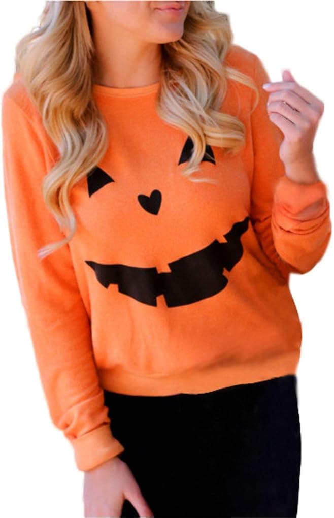 Autumn Blouse!Canserin Women Halloween Pumpkin Print Long Sleeve Sweatshirt Pullover Tops Blouse Shirt