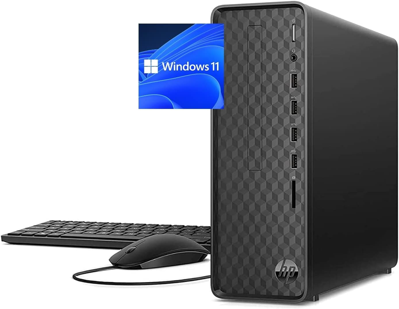 HP [Windows 11 Home] 2021 Newest Slim Desktop Tower PC, Intel Celeron G5905 Processor, 16GB DDR4 RAM, 512GB PCIe SSD + 1TB HDD, HDMI, DVD-RW, Wi-Fi, Bluetooth, Wired Keyboard & Mouse