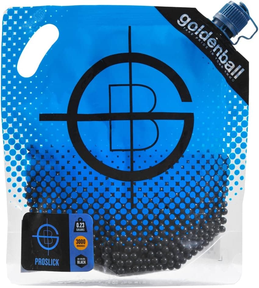 0.23g Goldenball Original Air BBS 3000 Round Bag 6mm Seamless Proslick Japanese Domestic Market Advanced Professional Grade Performance AEG Specification Imported Manufacturing - Stealth Black