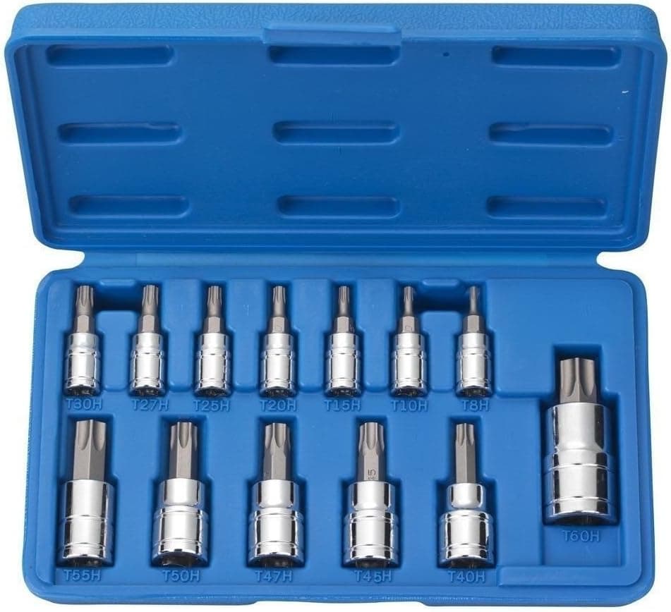 13 Pc Torx Star Torq Bit Socket Set T8 ~ T60